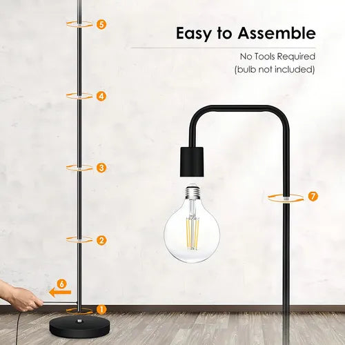 Lámpara de Pie Columna Mundi Luz Modelo Pie Polo Negro Minimalista E27